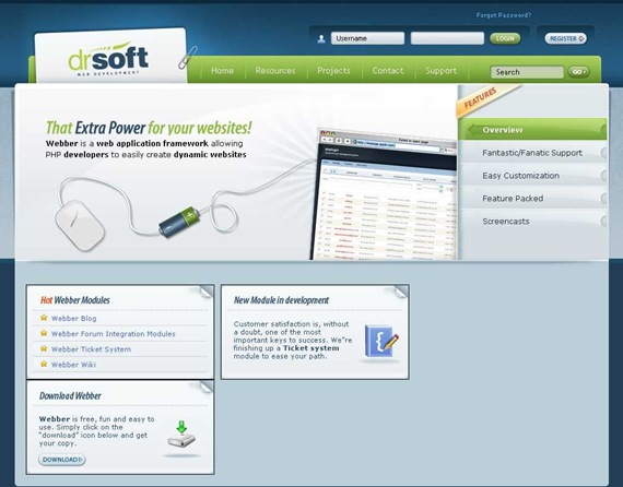 Web application framework with built-in membership manager - Webber - drSoft