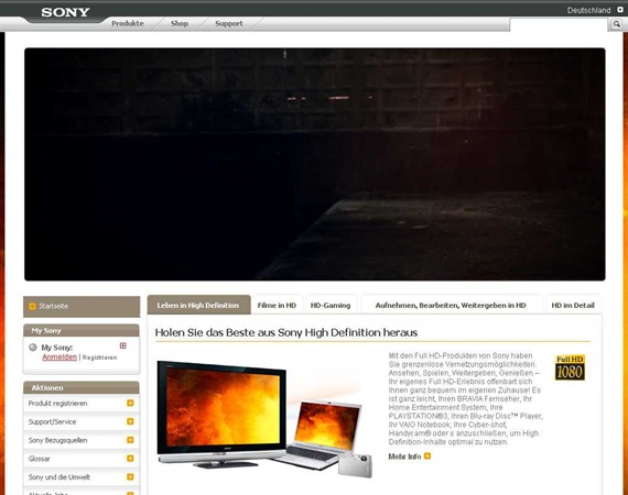 HDTV, HighDefinition-Produkte HD ready - Sony