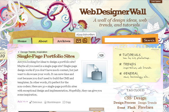 webdesignerwall - Grunge Elemente und illustrierter Hintergrund.