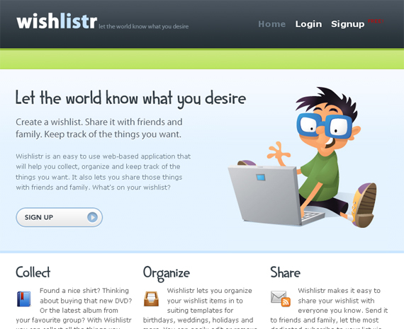 wishlistr - Web 2.0 Stil